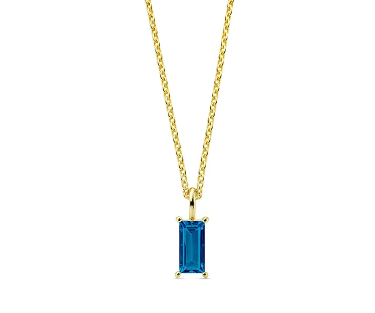 All Cotton and Linen Aquamarine Gemstone Necklace | March Birthstone | 14K Gold - Plated