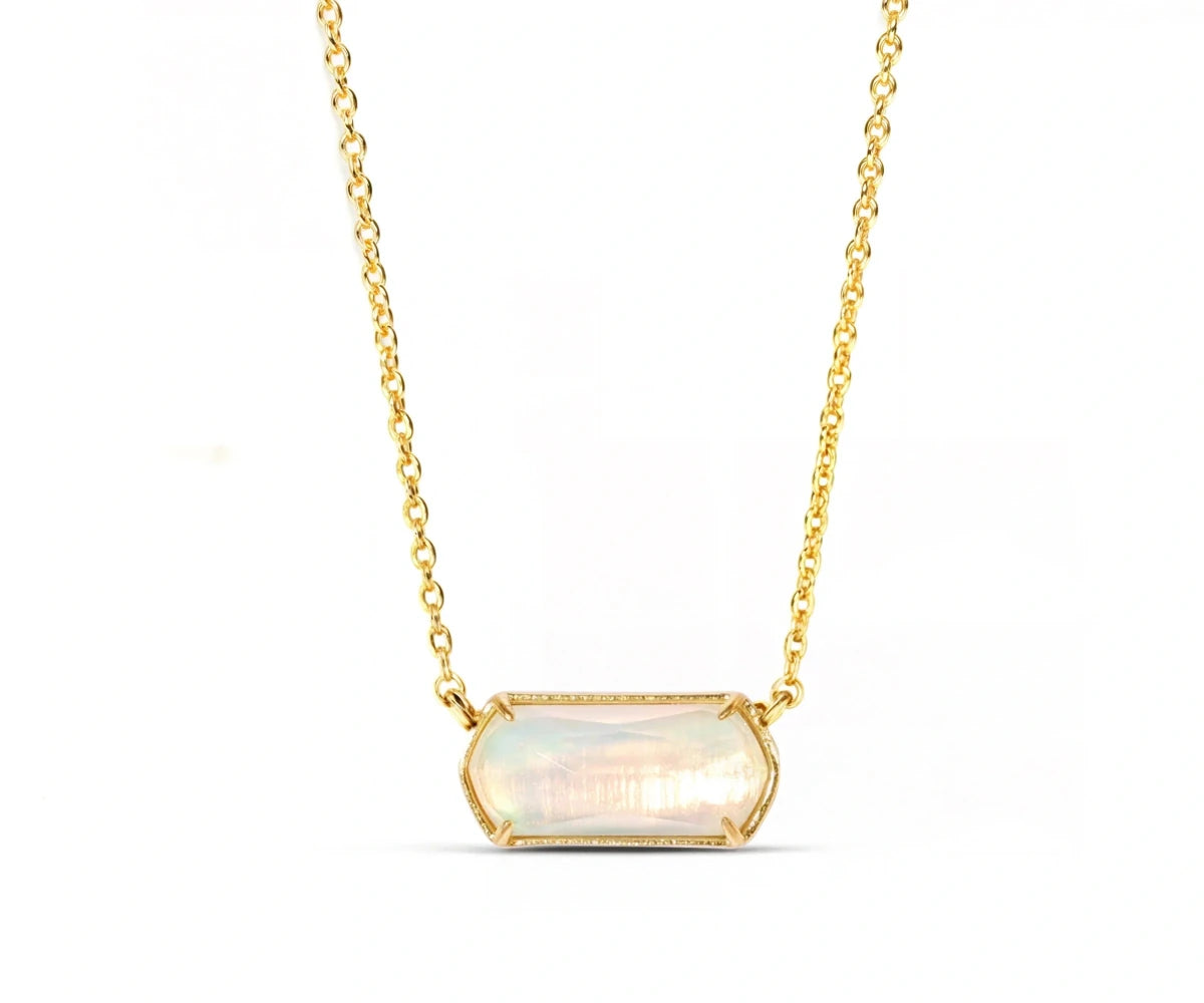 All Cotton and Linen Aura Topaz Pendant Necklace – Aurora Opal | 18K Gold Plated