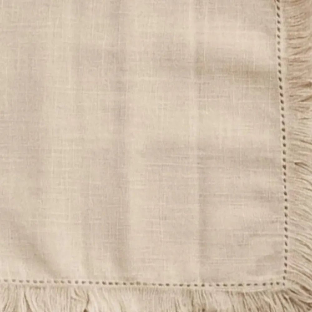 All Cotton and Linen Beige Cotton Fringe Cloth Napkins