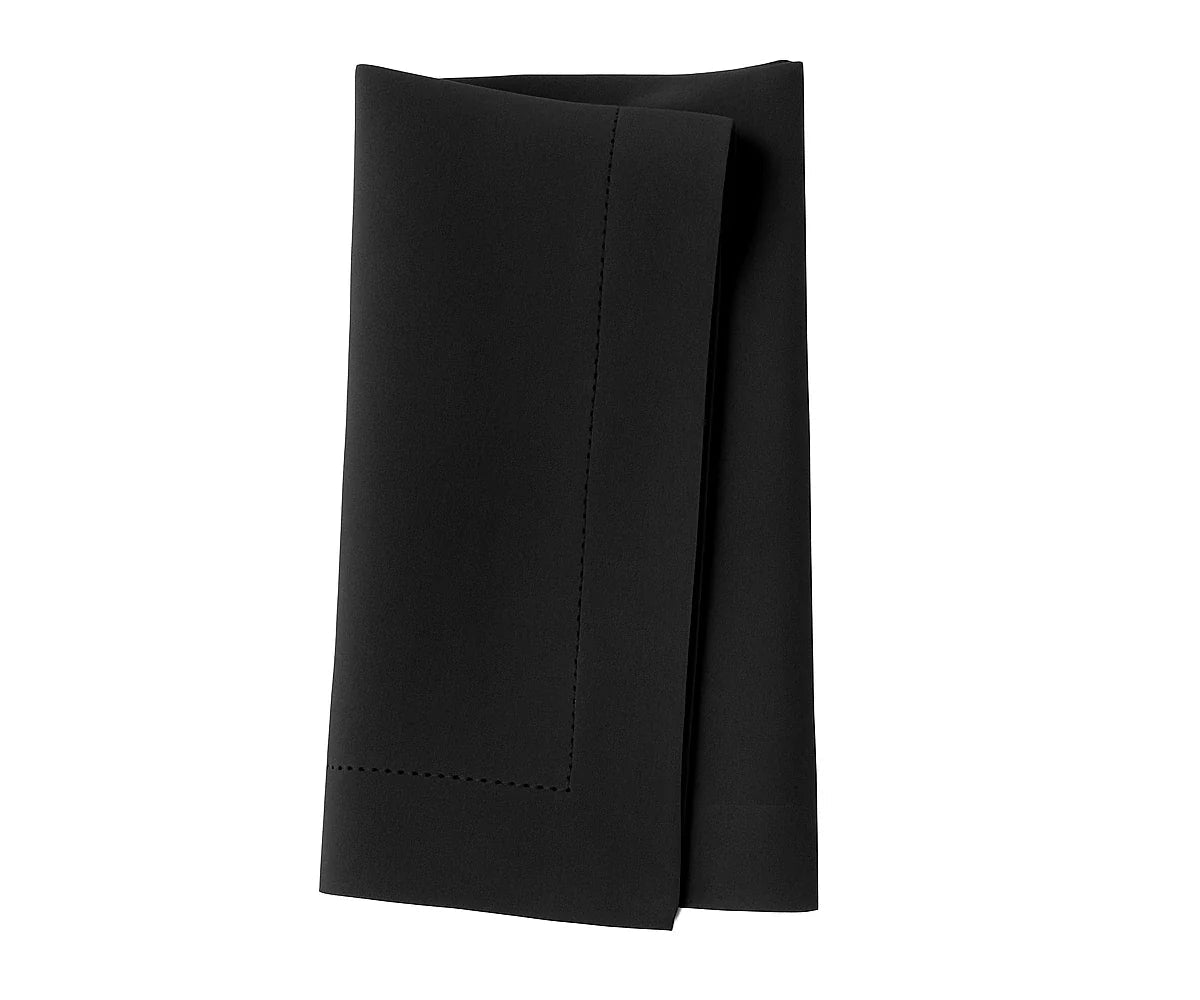 All Cotton and Linen Black Cotton Hemstitch Napkins