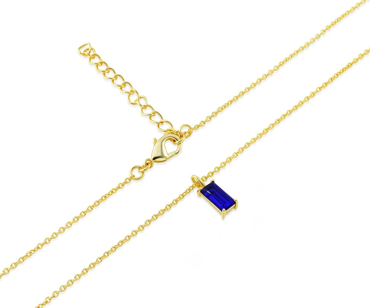 All Cotton and Linen Blue Sapphire Baguette Pendant Necklace | September Birthstone | 14K Gold - Plated