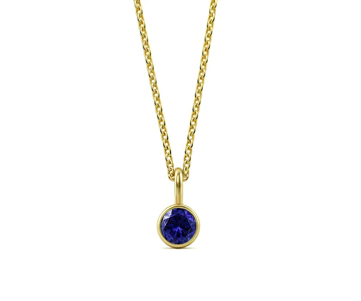 All Cotton and Linen Blue Sapphire Pendant Necklace | September Birthstone | 14K Gold - Plated