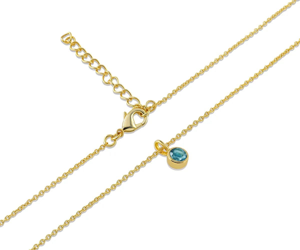 All Cotton and Linen Blue Topaz Round Pendant Necklace | December Birthstone | 14K Gold - Plated