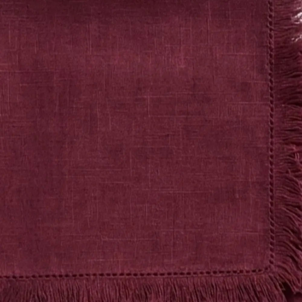 All Cotton and Linen Burgundy Cotton Fringe Cloth Napkins
