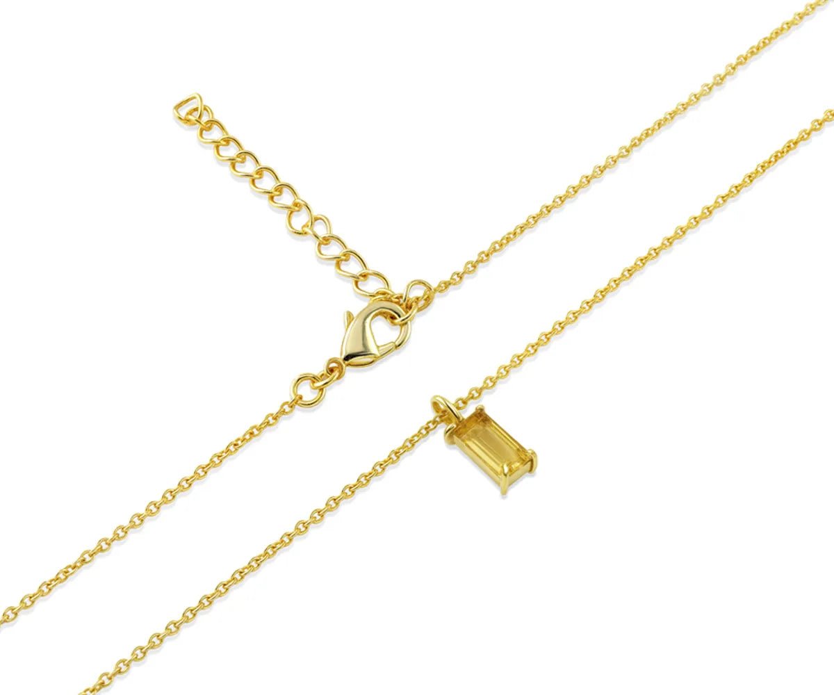 All Cotton and Linen Citrine Baguette Pendant Necklace | November Birthstone | 14K Gold - Plated