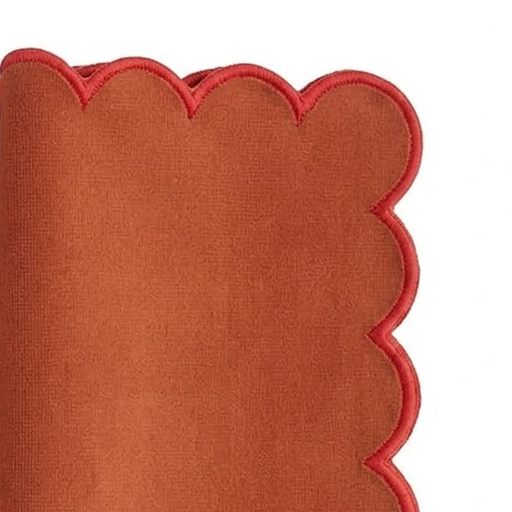 All Cotton and Linen Colored Scallop Edge Cotton Cloth Napkins with Red Trim
