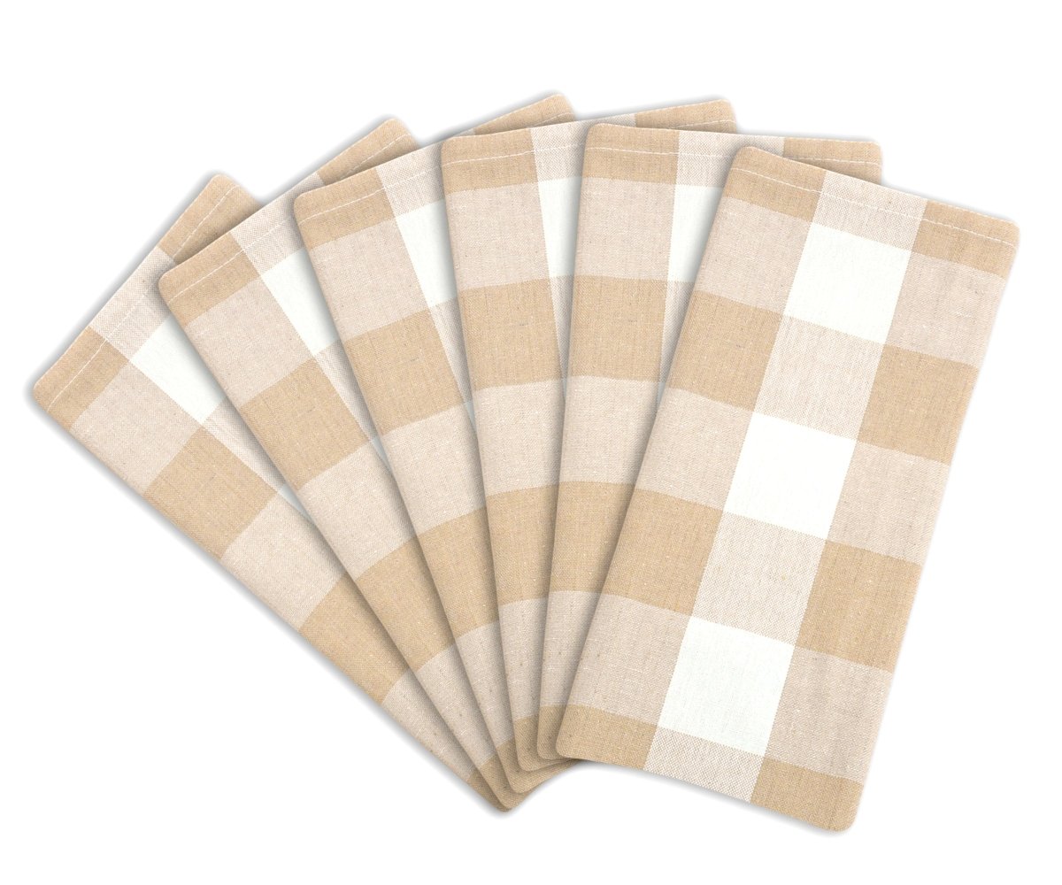 All Cotton and Linen Cotton Napkins - Plaid Cloth Napkins