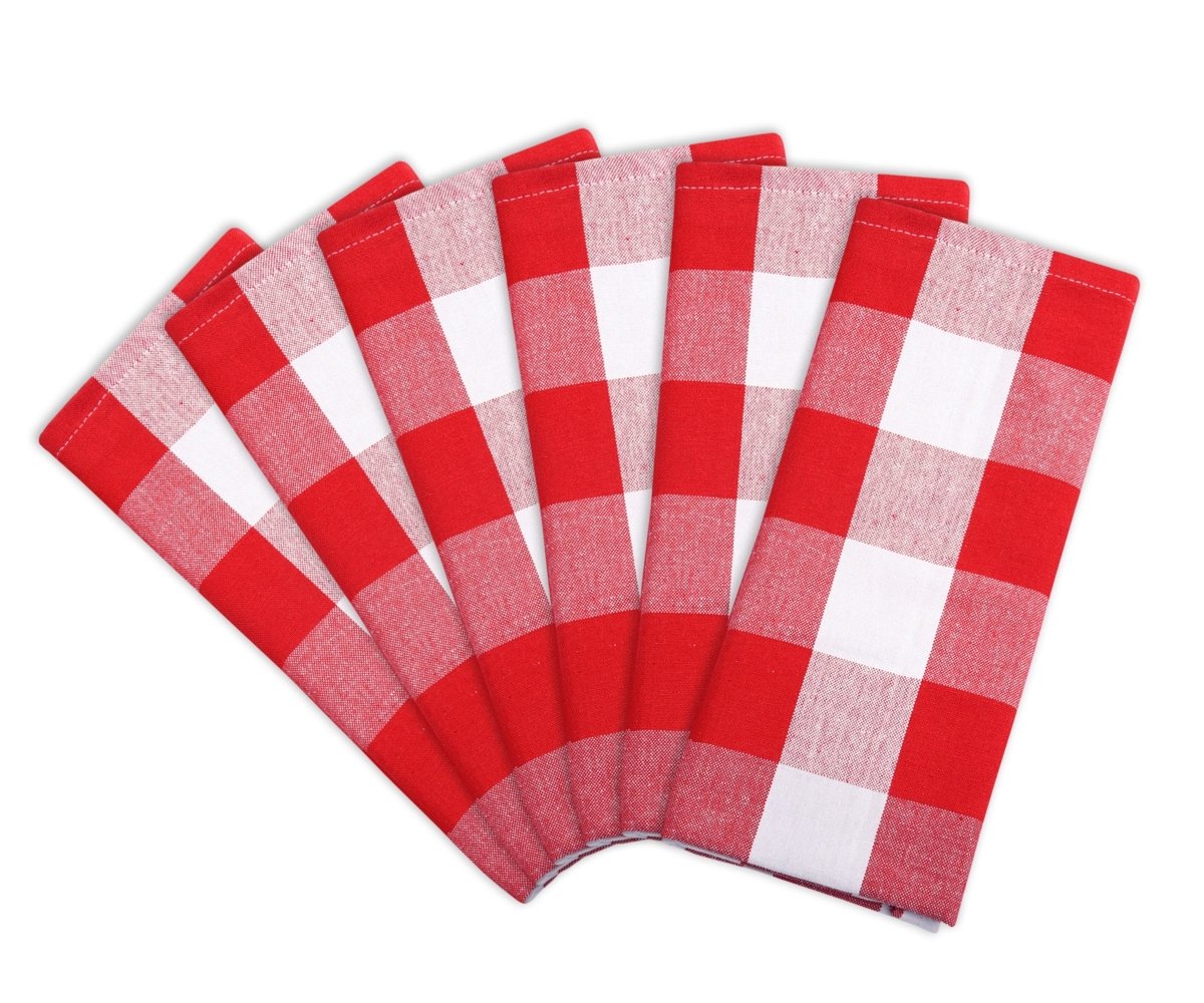 All Cotton and Linen Cotton Napkins - Plaid Cloth Napkins