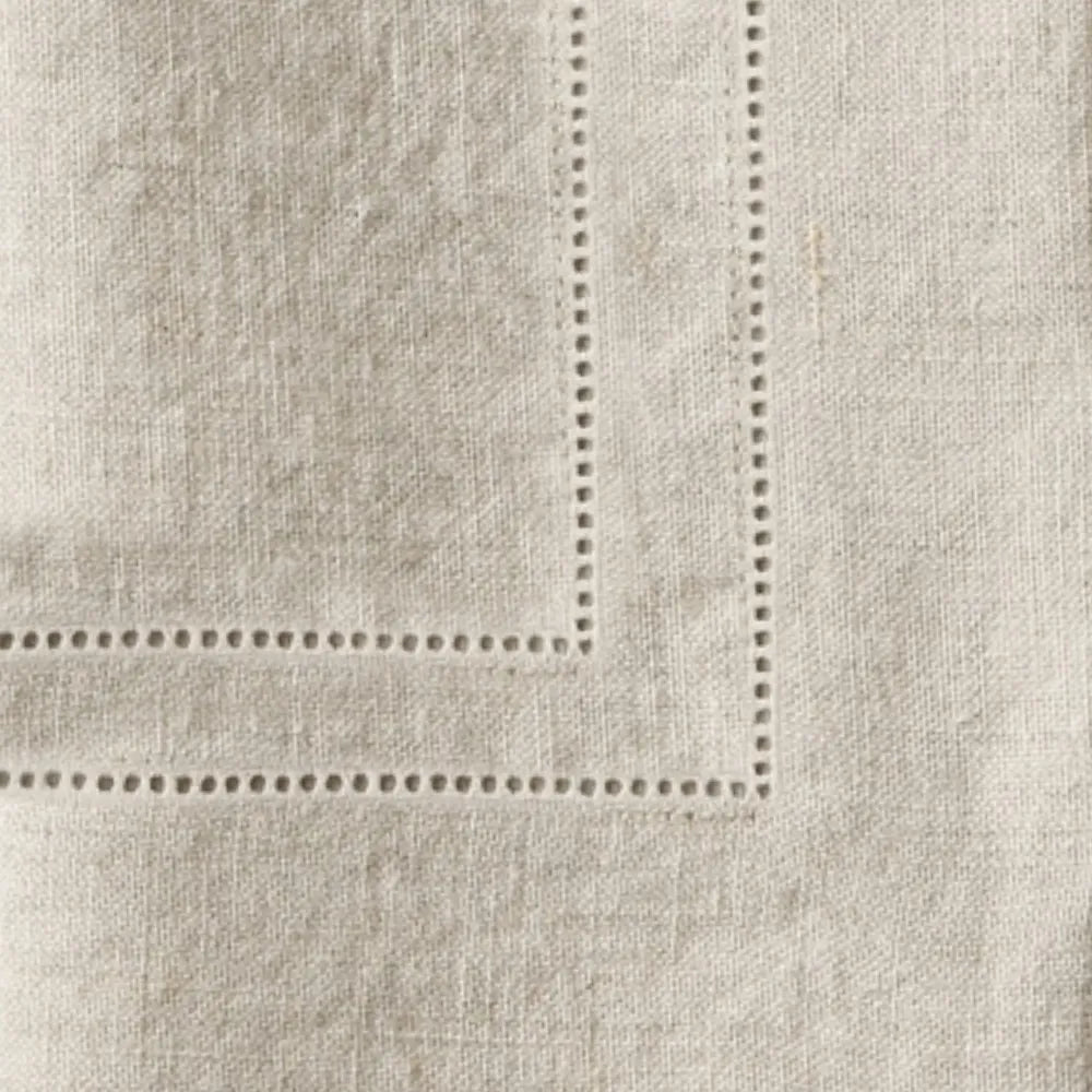 All Cotton and Linen Dark Sand Linen Double Hemstitch Napkins