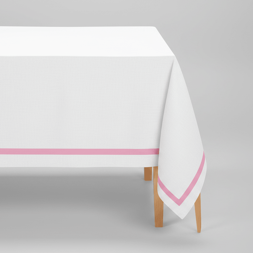 All Cotton and Linen Elegant Cotton Rectangle Tablecloth | Peony Satin Trim