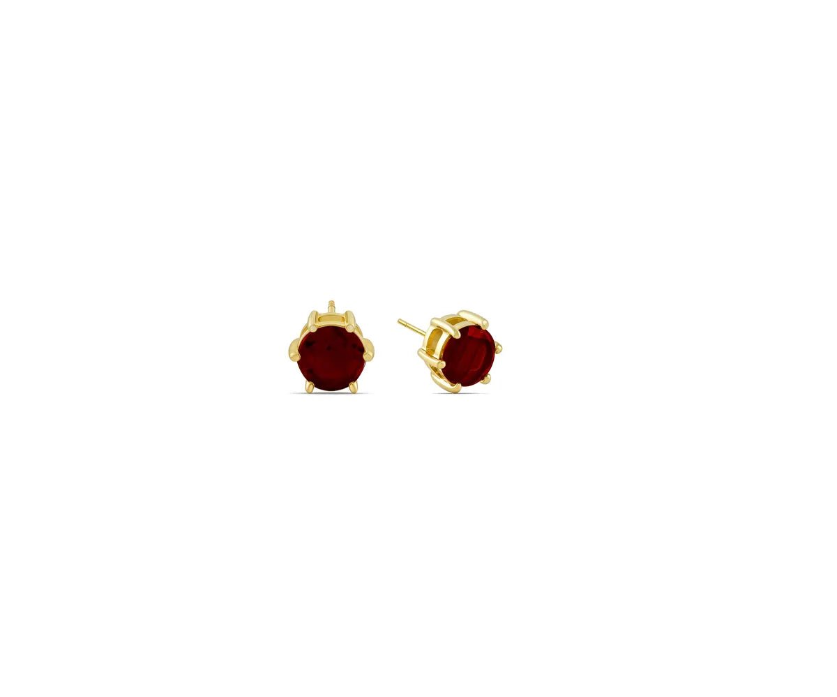 All Cotton and Linen Garnet Stud Earrings | January Birthstone | 14K Gold Plated