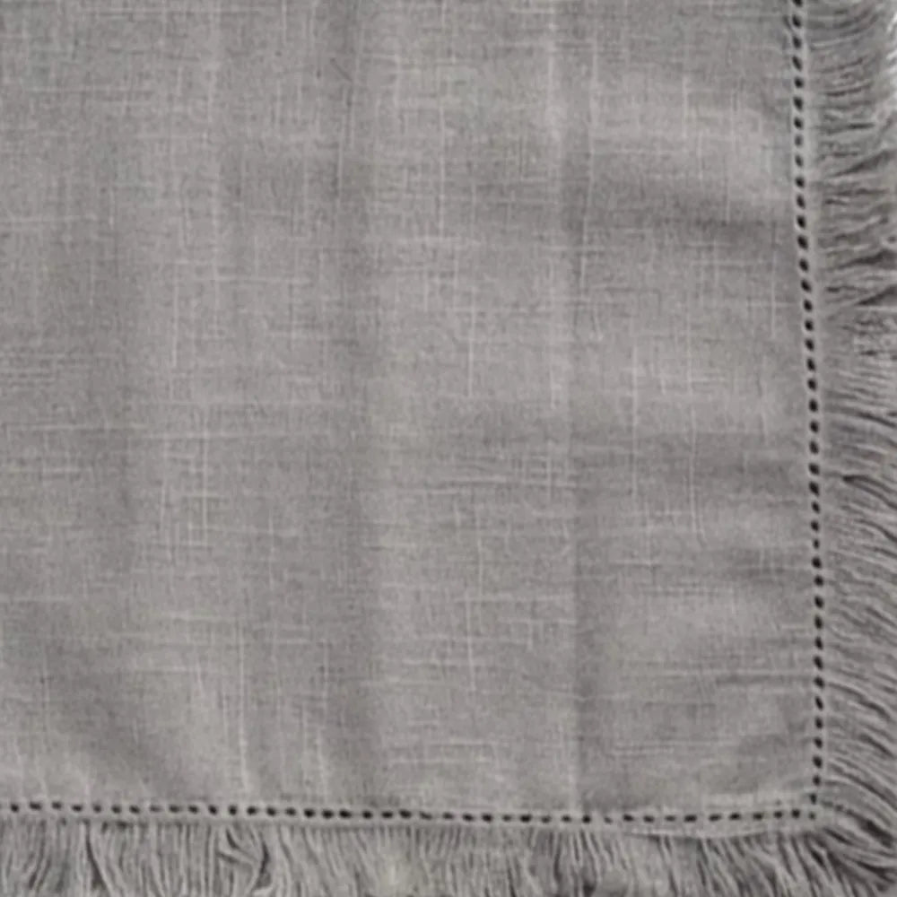 All Cotton and Linen Gray Cotton Fringe Cloth Napkins