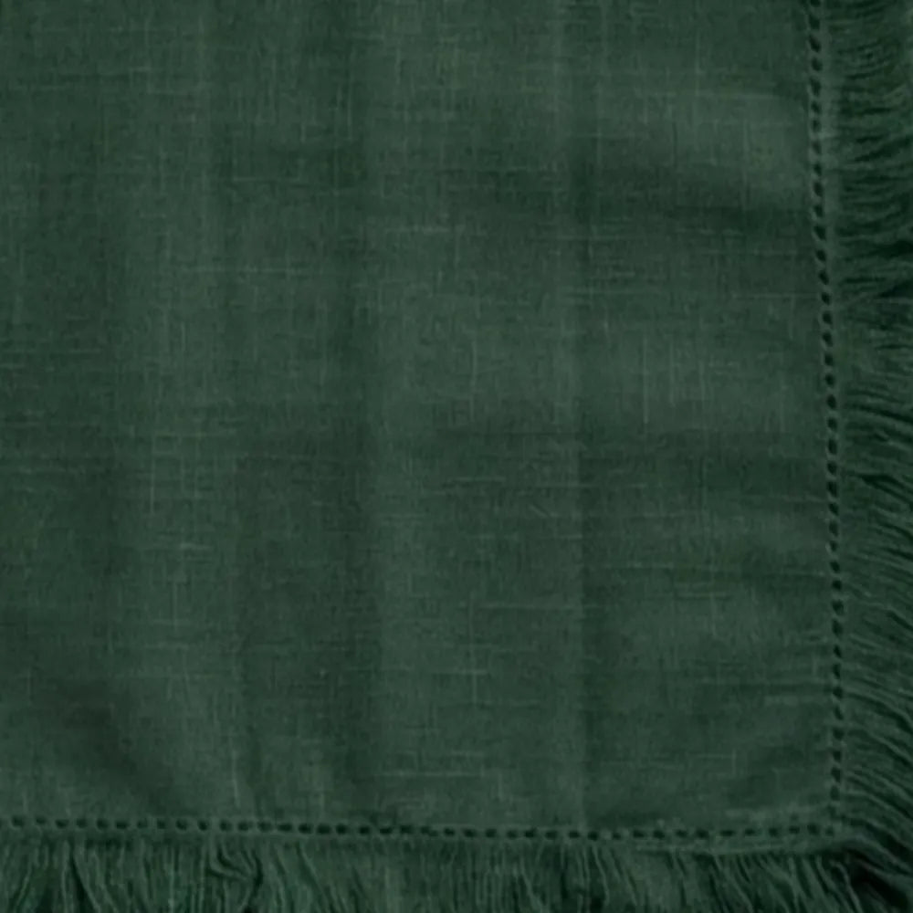 All Cotton and Linen Green Cotton Fringe Cloth Napkins