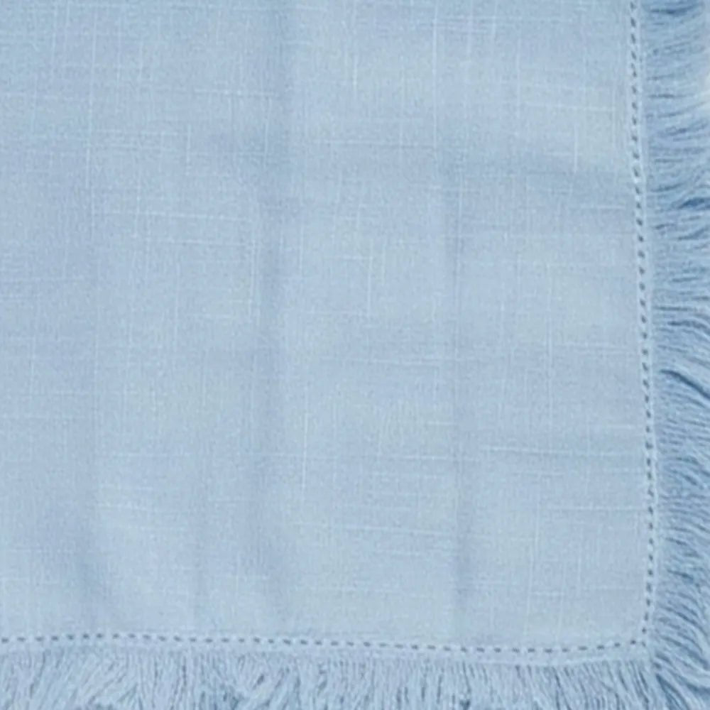 All Cotton and Linen Light Blue Cotton Fringe Cloth Napkins
