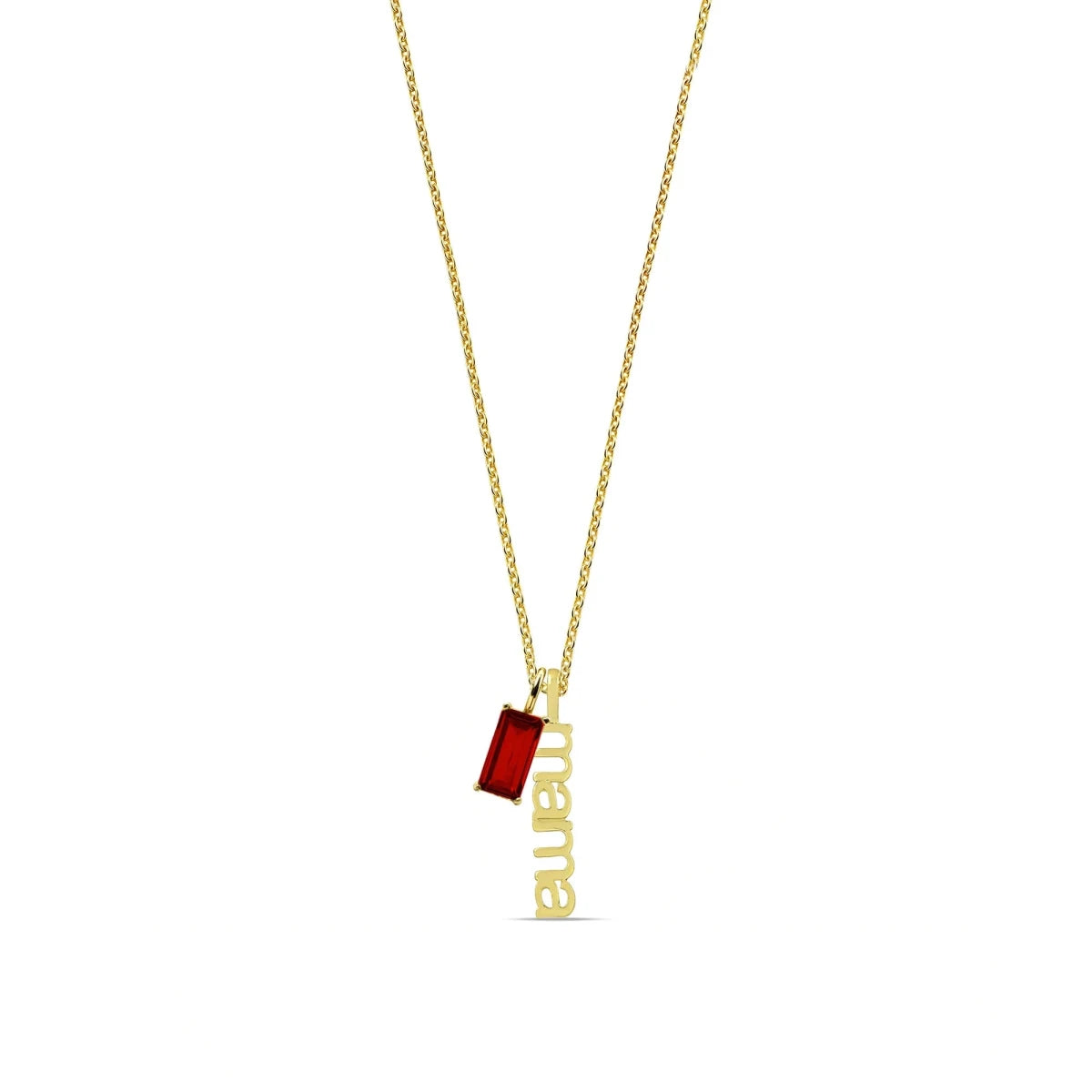 All Cotton and Linen Mama Birthstone Pendant Necklace – 14K Gold Emerald - Cut Charm