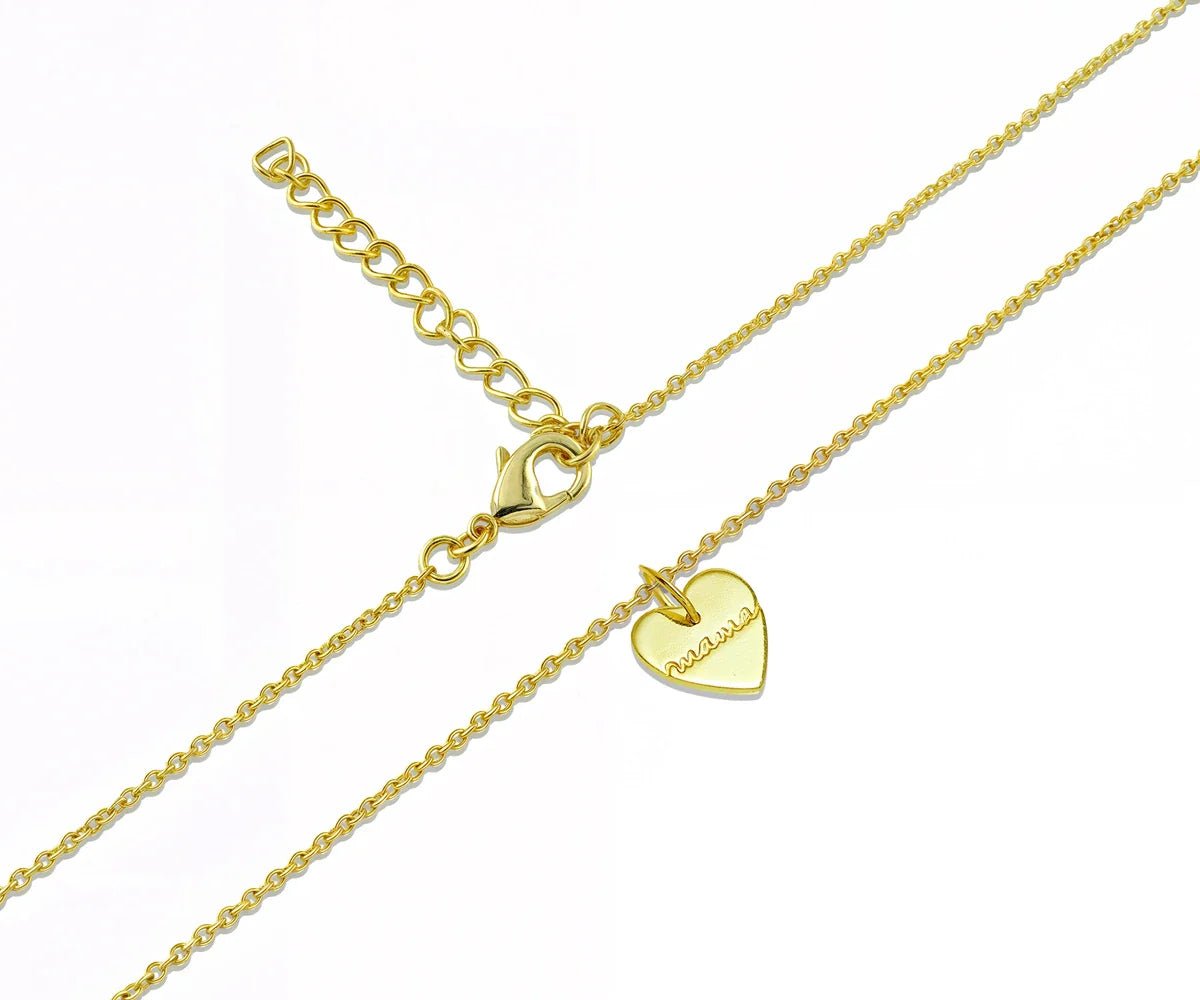 All Cotton and Linen Mama Heart Pendant Necklace – Dainty 14K Gold - Plated Heart Charm