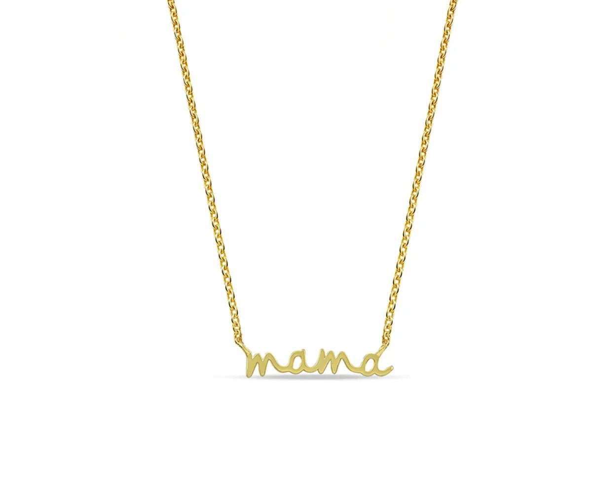 All Cotton and Linen Mama Necklace – 14K Gold Dainty Pendant for Mom