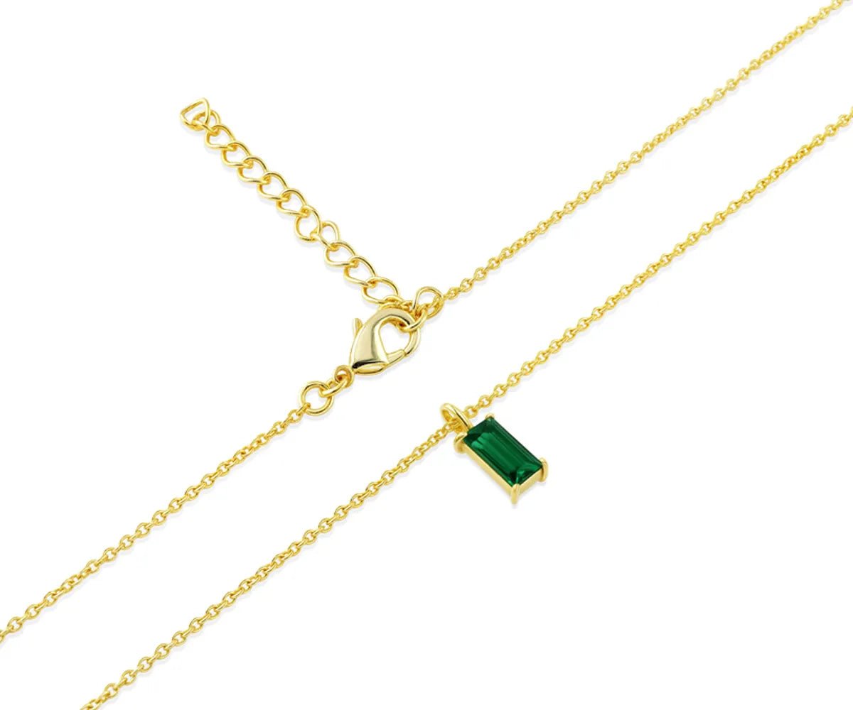 All Cotton and Linen May Birthstone Necklace – 14K Gold Emerald Baguette Pendant