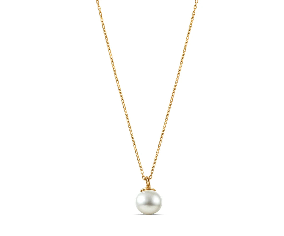 All Cotton and Linen Moonlit Freshwater Pearl Pendant Necklace – 18K Gold - Plated