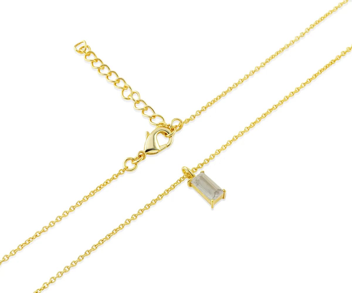 All Cotton and Linen Moonstone Baguette Pendant Necklace | June Birthstone | 14K Gold - Plated