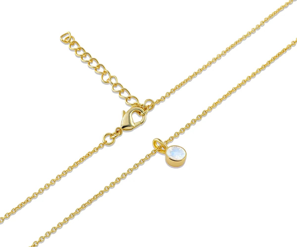 All Cotton and Linen Moonstone Round Pendant Necklace | June Birthstone | 14K Gold - Plated