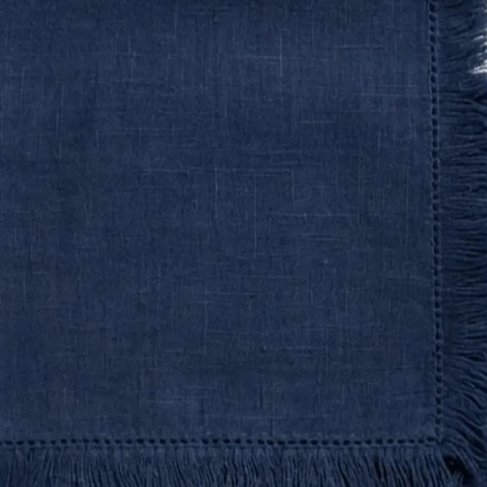 All Cotton and Linen Navy Blue Cotton Fringe Cloth Napkins