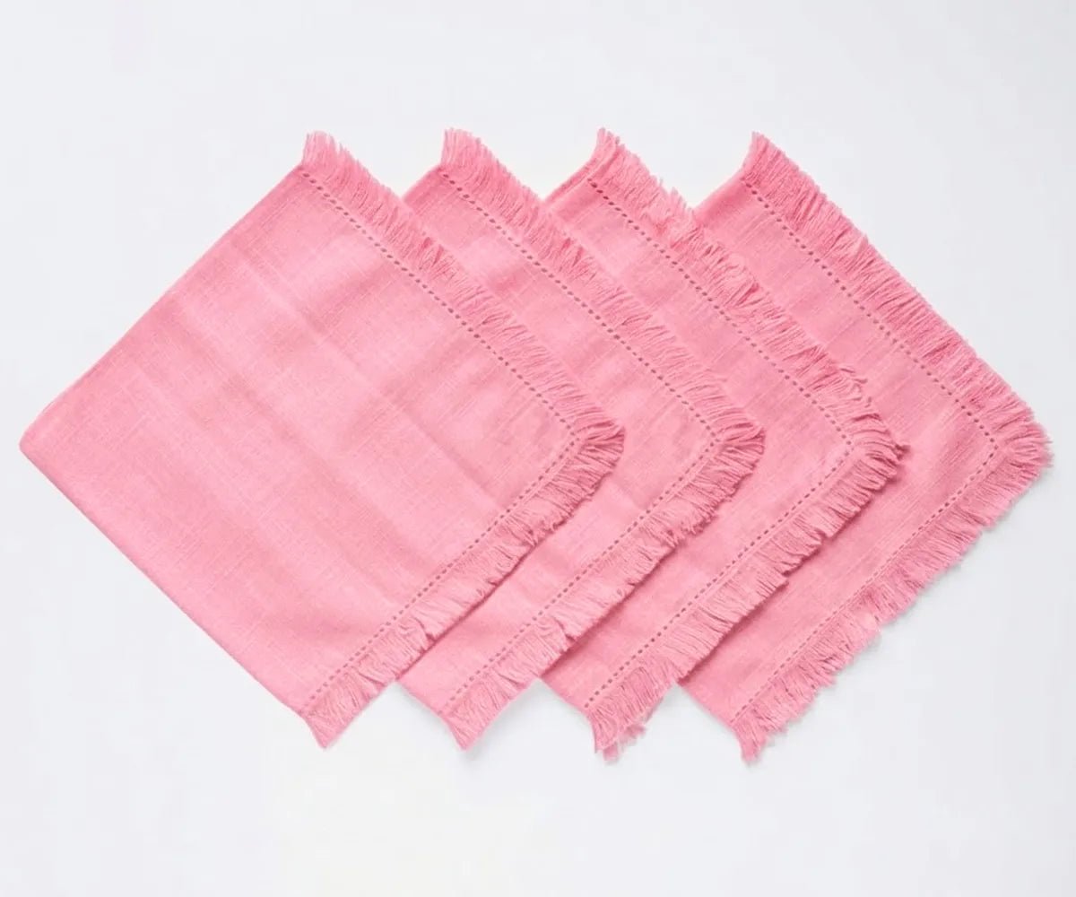 All Cotton and Linen Peony Cotton Fringe Cloth Napkins