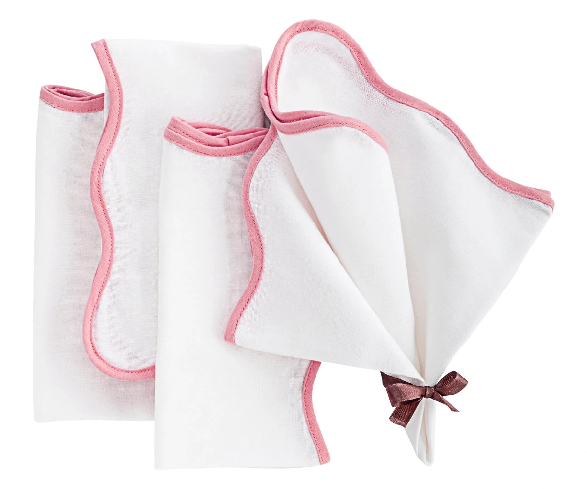 All Cotton and Linen Peony Scallop Edge Cloth Napkins