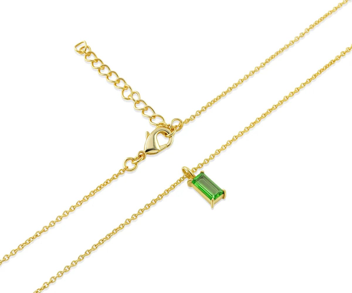 All Cotton and Linen Peridot Baguette Pendant Necklace | August Birthstone | 14K Gold - Plated