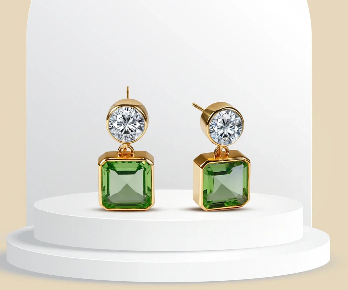 All Cotton and Linen Peridot Drop Earrings | August Birthstone | 18K Gold Plated