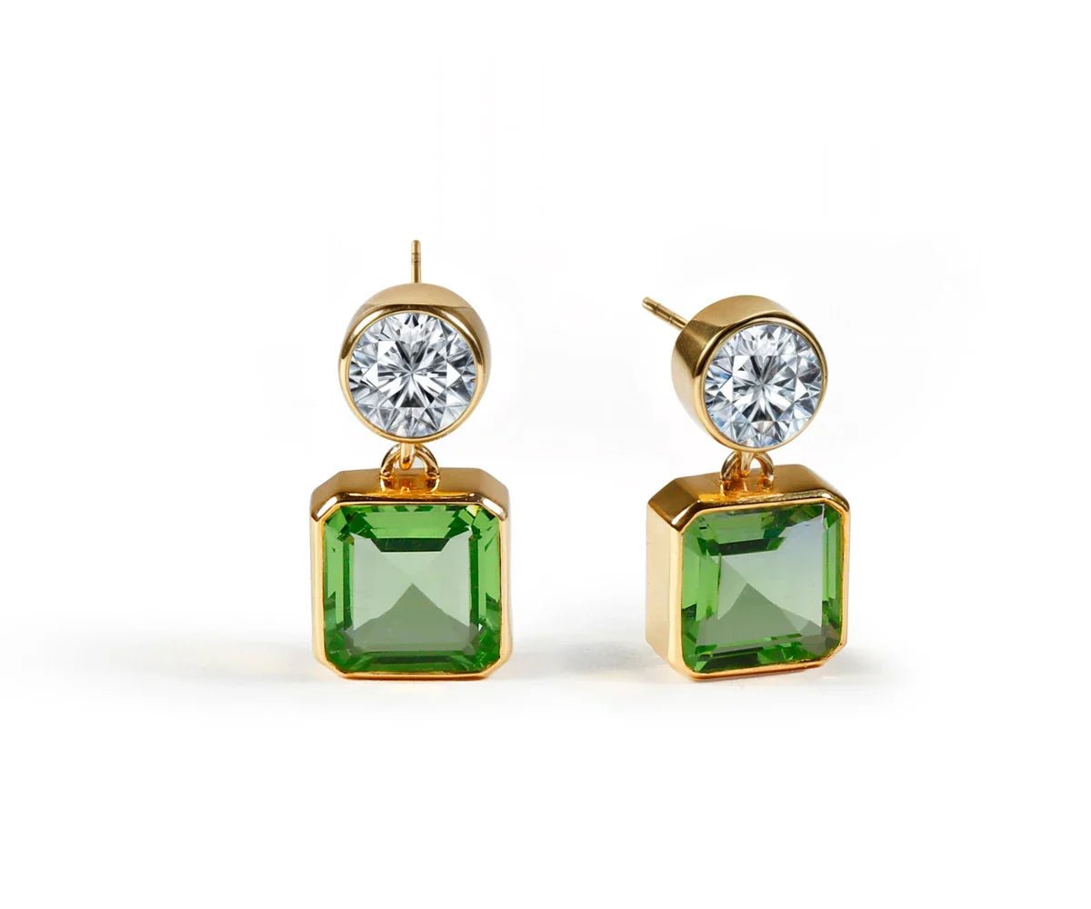 All Cotton and Linen Peridot Drop Earrings | August Birthstone | 18K Gold Plated