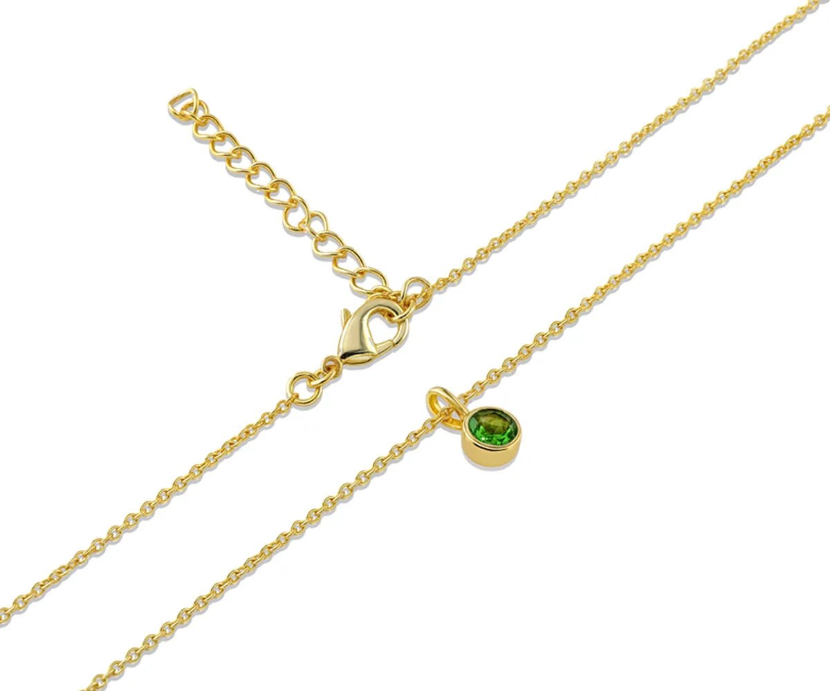 All Cotton and Linen Peridot Round Pendant Necklace | August Birthstone | 14K Gold - Plated