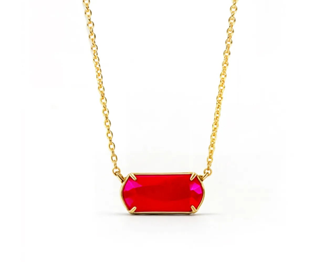 All Cotton and Linen Pink Chalcedony Pendant Necklace – Hot Pink Stone, 14K Gold Plated