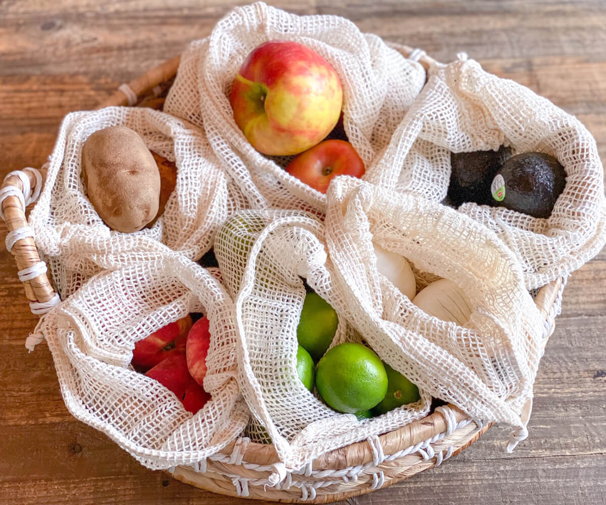 All Cotton and Linen Reusable Mesh Produce Bags