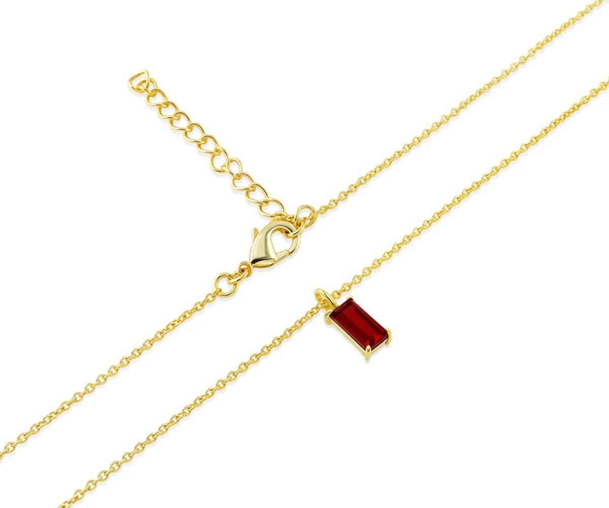 All Cotton and Linen Ruby Baguette Pendant Necklace | July Birthstone | 14K Gold - Plated