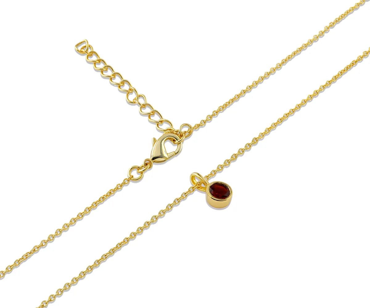 All Cotton and Linen Ruby Round Pendant Necklace | July Birthstone | 14K Gold - Plated