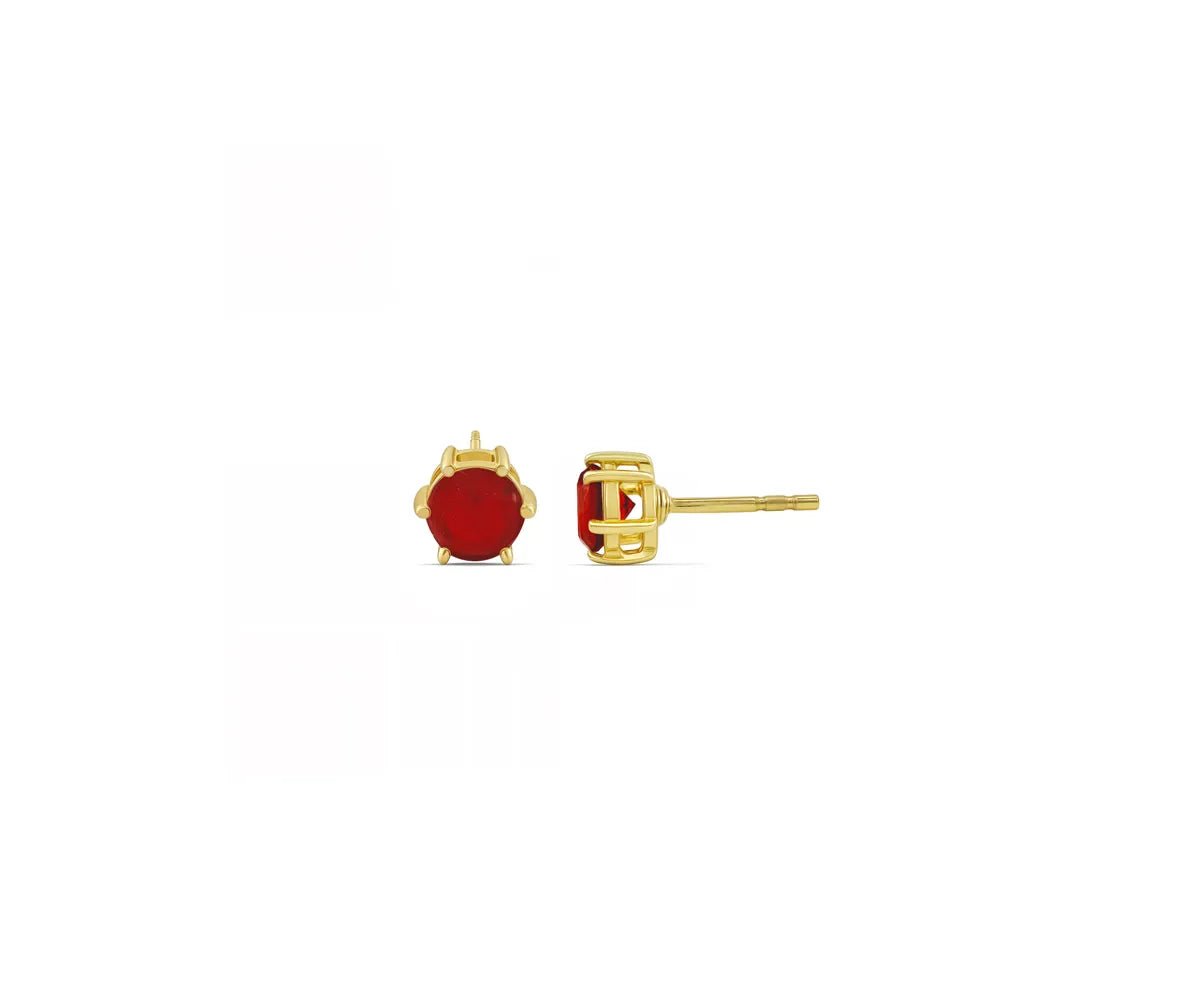 All Cotton and Linen Ruby Stud Earrings | July Birthstone | 14K Gold Plated