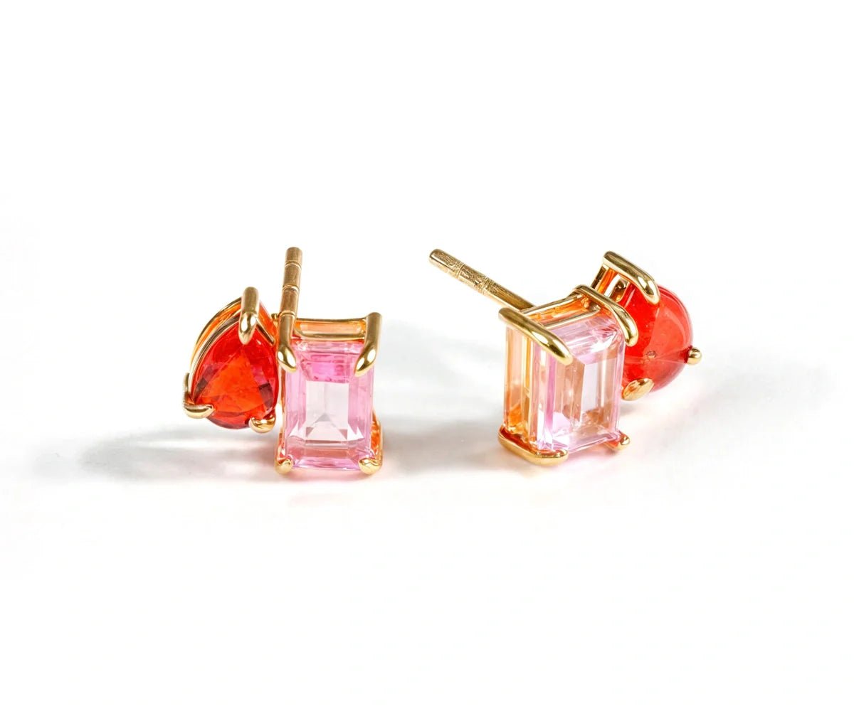 All Cotton and Linen Ruby Toi Et Moi Earrings | July Birthstone | 18K Gold - Plated