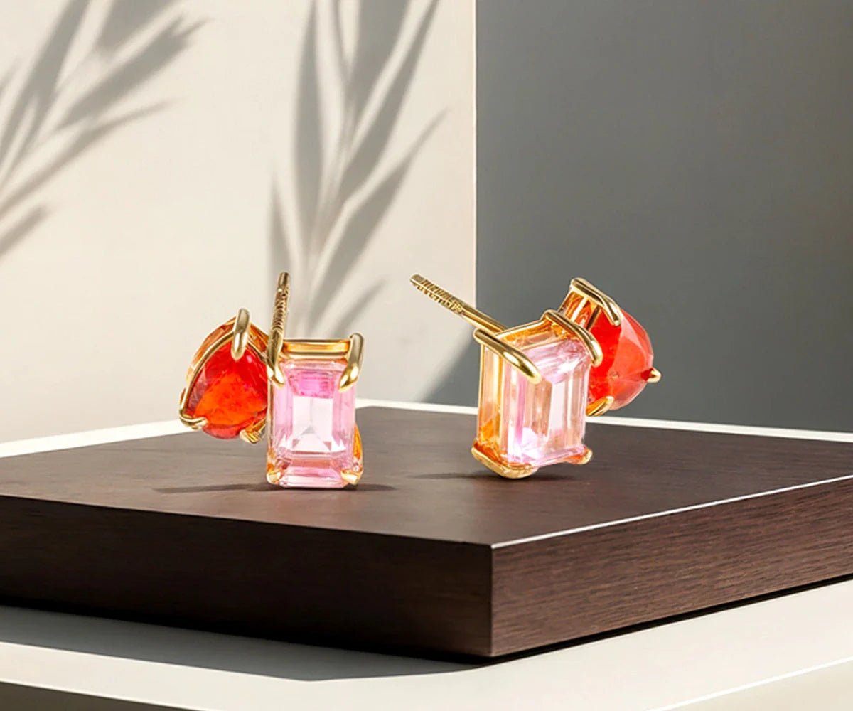 All Cotton and Linen Ruby Toi Et Moi Earrings | July Birthstone | 18K Gold - Plated