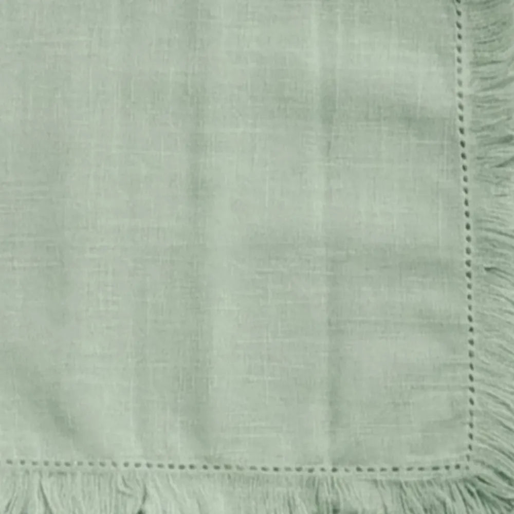 All Cotton and Linen Sage Green Cotton Fringe Cloth Napkins