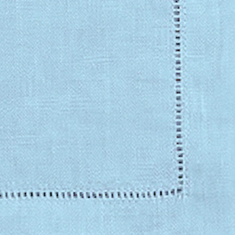 All Cotton and Linen Sky Blue Linen Hemstitched Napkins