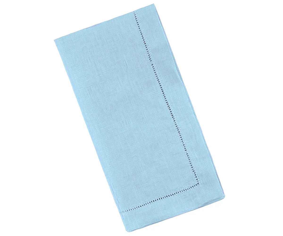 All Cotton and Linen Sky Blue Linen Hemstitched Napkins