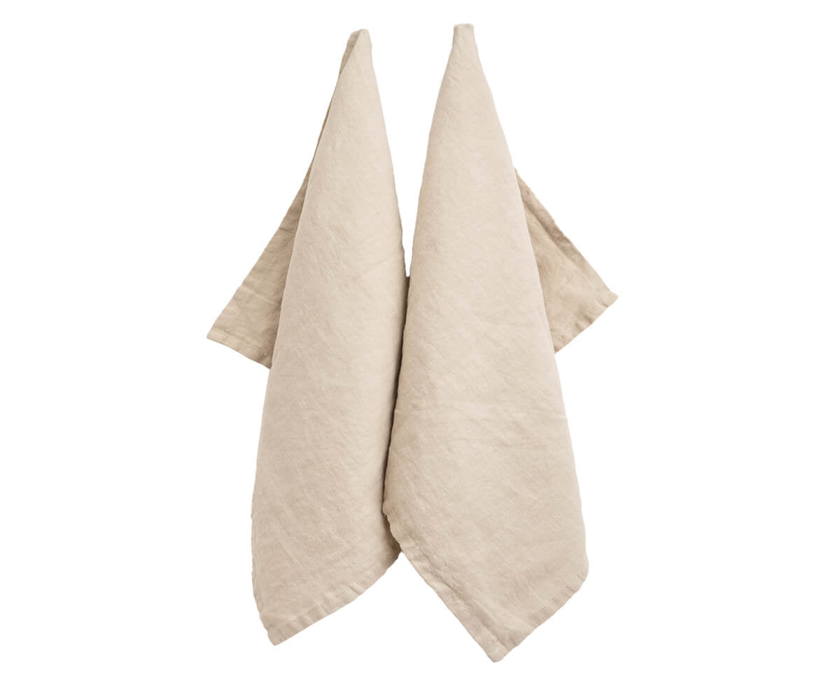 All Cotton and Linen Solid Beige Linen Kitchen Towels