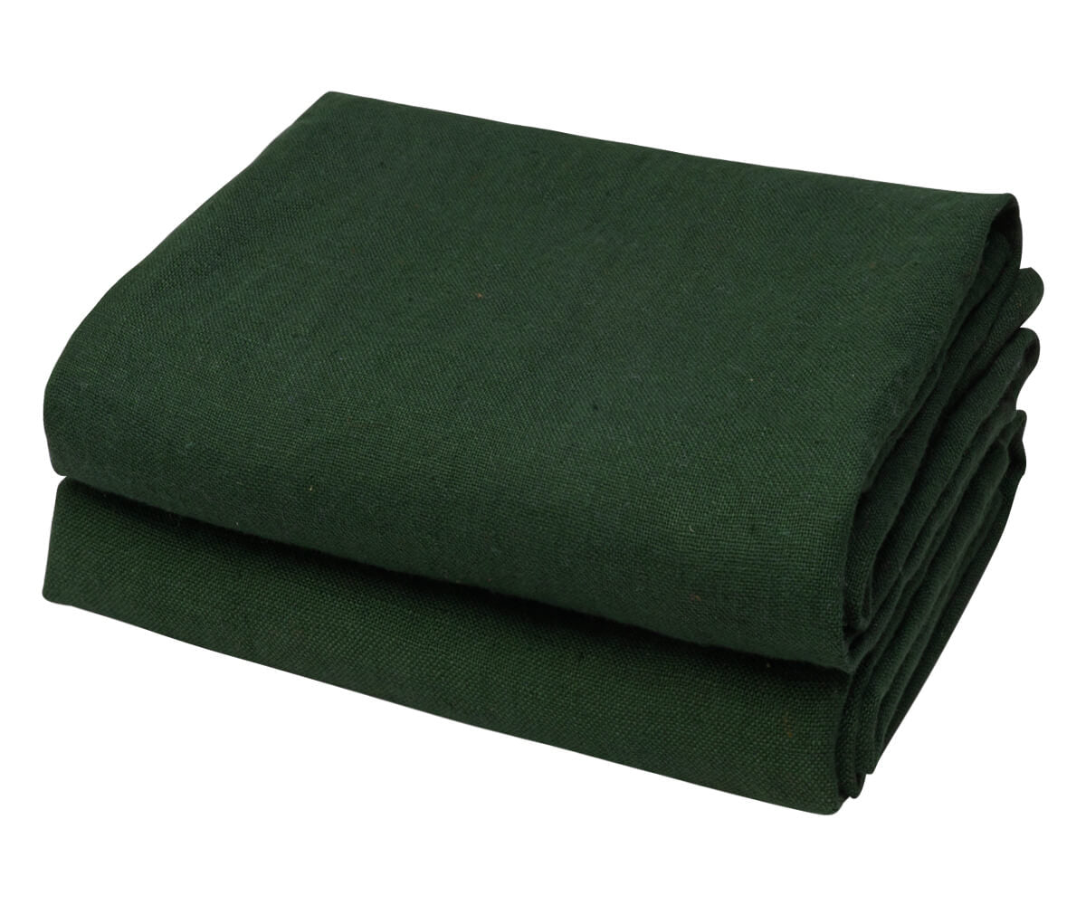 All Cotton and Linen Solid Dark Green Linen Kitchen Towels