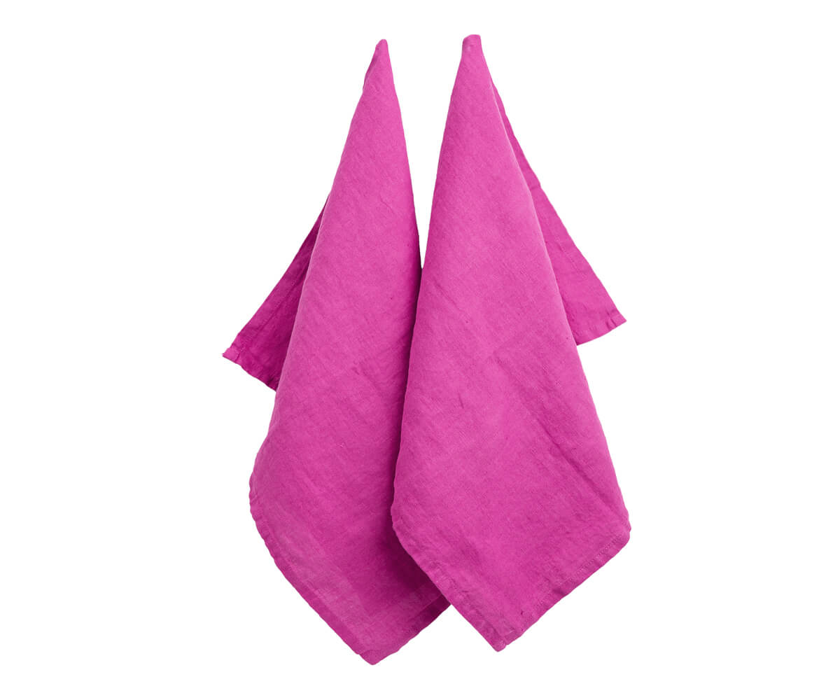 All Cotton and Linen Solid Orchid Linen Kitchen Towels