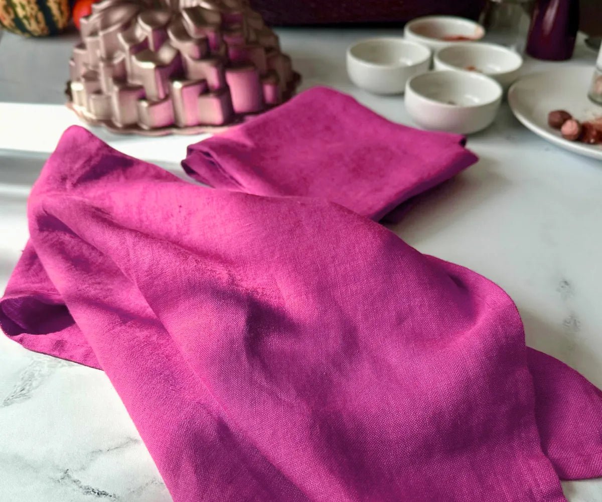 All Cotton and Linen Solid Orchid Linen Kitchen Towels