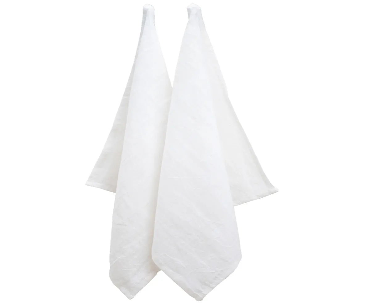 All Cotton and Linen Solid White Linen Kitchen Towels