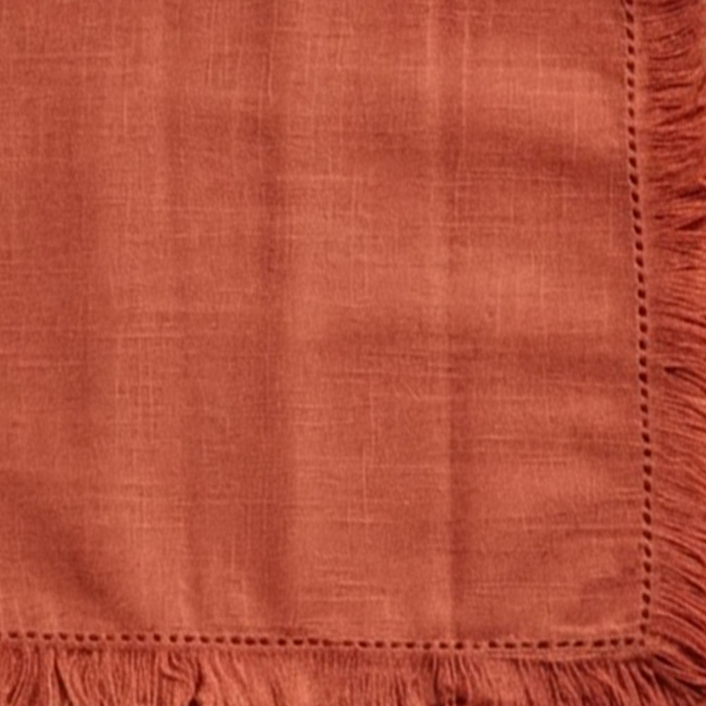 All Cotton and Linen Terracotta Cotton Fringe Cloth Napkins