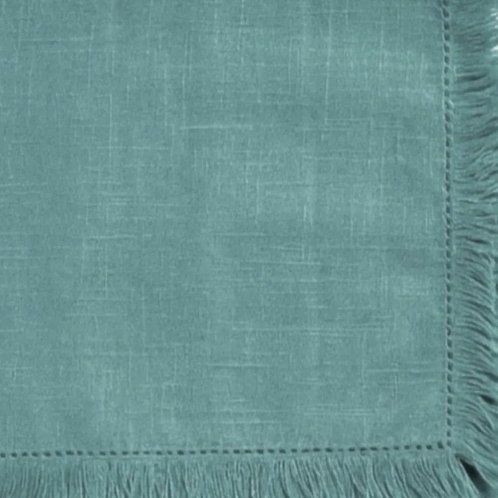All Cotton and Linen Turquoise Cotton Fringe Cloth Napkins
