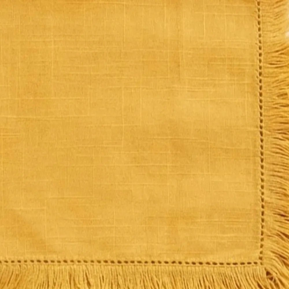 All Cotton and Linen Yellow Cotton Fringe Cloth Napkins